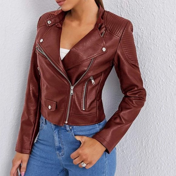 Vegan Leather Minimalist Moto Jacket Black - Picture 5 of 16